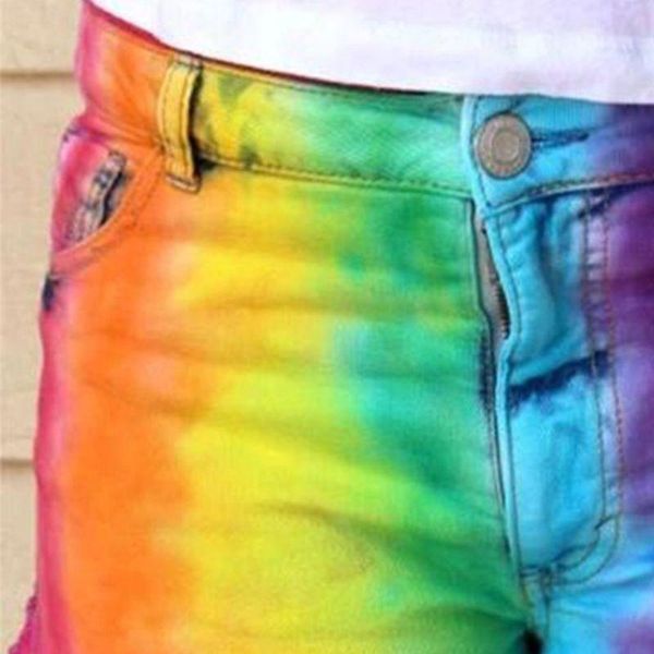 women casual denim shorts rainbow color printed pocket jeans summer beach holiday short pants women's, White;black
women casual denim shorts rainbow color printed pocket jeans summer beach holiday short pants women's, White;black
