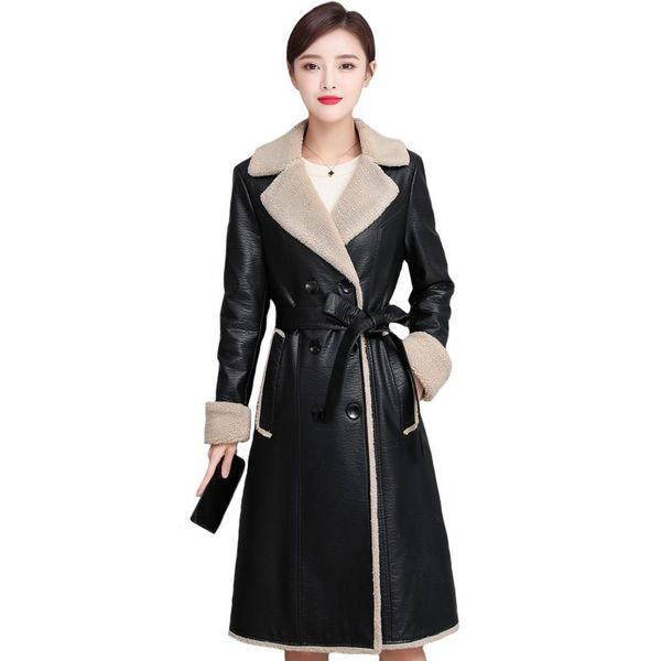 women's leather & faux winter 2021 jacket women with belt knee length windproof plus size 4xl slim fur coat, Black
women's leather & faux winter 2021 jacket women with belt knee length windproof plus size 4xl slim fur coat, Black