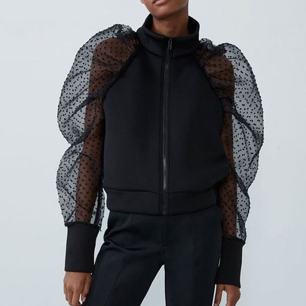 women's jackets for women black short coat solid patchwork mesh dot puff sleeve jacket female spring autumn zipper elegant lady coats r, Black;brown
women's jackets for women black short coat solid patchwork mesh dot puff sleeve jacket female spring autumn zipper elegant lady coats r, Black;brown