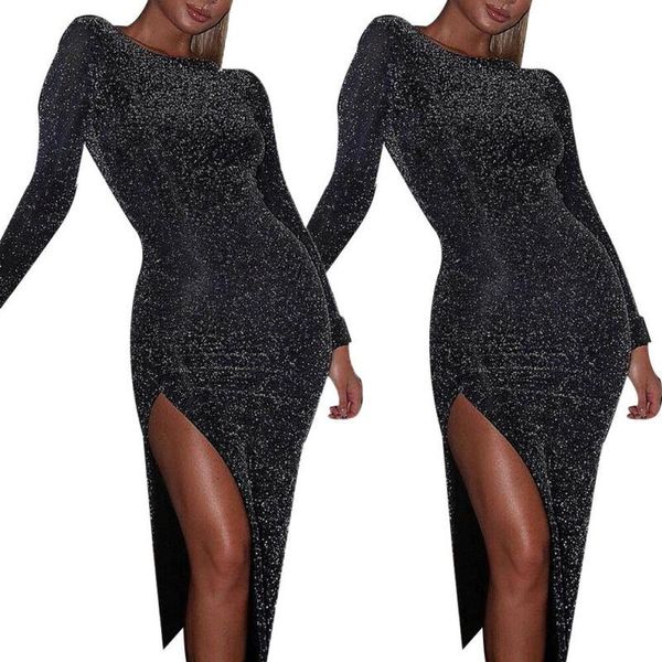 autumn women long sleeve o-neck bodycon dresses split slim glitter elegant ladies party nightclub dress clubwear casual, Black;gray
autumn women long sleeve o-neck bodycon dresses split slim glitter elegant ladies party nightclub dress clubwear casual, Black;gray