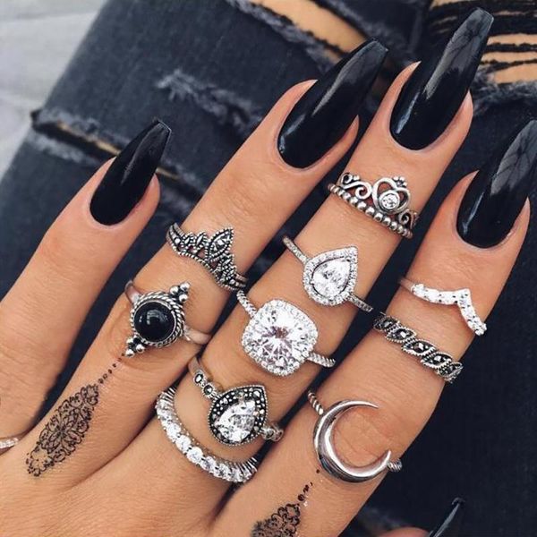 rings for women retro black crystal crown water drop geometry leaf ring 10 piece set jewelry wholesale cluster ring, Silver
rings for women retro black crystal crown water drop geometry leaf ring 10 piece set jewelry wholesale cluster ring, Silver