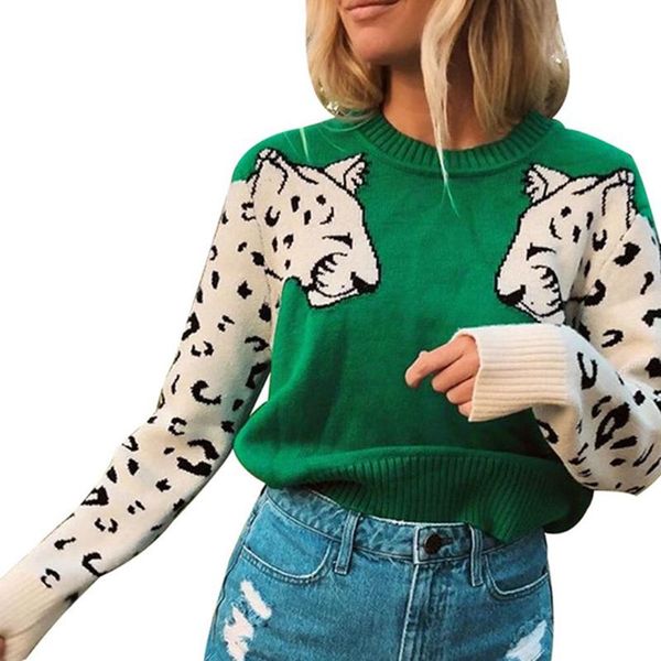 women's sweaters fashion women leopard print autumn winter knitted pullovers female long sleeve o-neck jumper, White;black
women's sweaters fashion women leopard print autumn winter knitted pullovers female long sleeve o-neck jumper, White;black