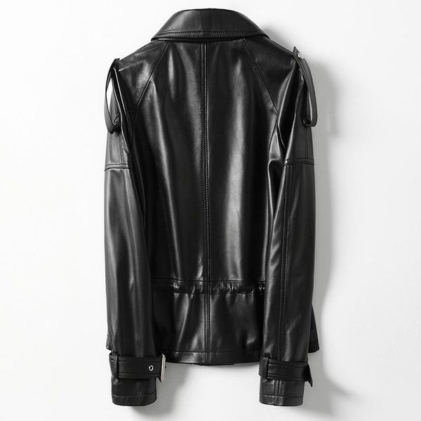 women's leather & faux real jacket 2021 sheepskin coat spring autumn genuine jackets korean motorcycle clothes hq20-fsg2204a, Black
women's leather & faux real jacket 2021 sheepskin coat spring autumn genuine jackets korean motorcycle clothes hq20-fsg2204a, Black