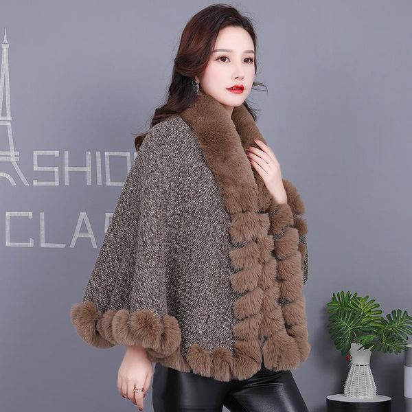 women's fur & faux artificial cloak shawl coat 2021 autumn winter style plush wear ol office lady women clothing, Black
women's fur & faux artificial cloak shawl coat 2021 autumn winter style plush wear ol office lady women clothing, Black