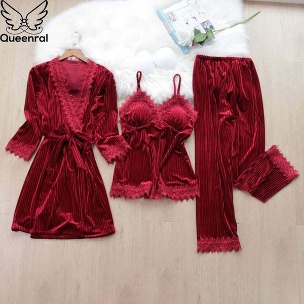 queenral 3pcs gold velvet pajamas set for women warm pyjama lace pajamas winter sleepwear nightdress homewear pijamas, Black;red
queenral 3pcs gold velvet pajamas set for women warm pyjama lace pajamas winter sleepwear nightdress homewear pijamas, Black;red