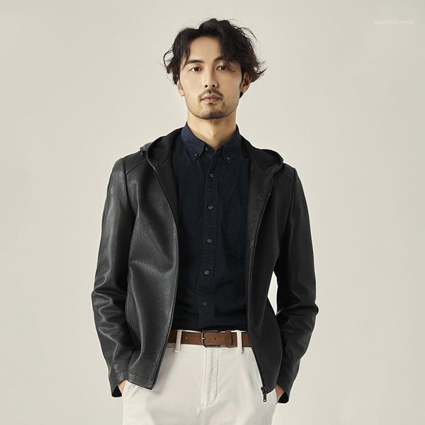 korean version of men's autumn and winter sheepskin leather motorcycle hooded fashion coat jacket & faux, Black
korean version of men's autumn and winter sheepskin leather motorcycle hooded fashion coat jacket & faux, Black