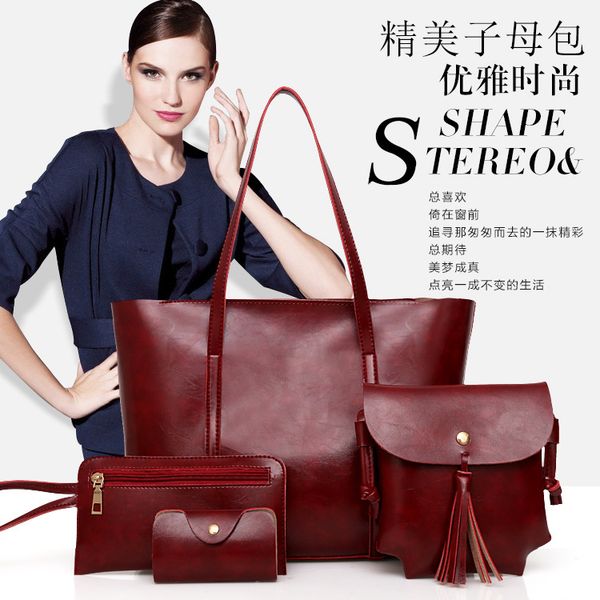 2021 new large-capacity tote bag three-piece bag retro all-match messenger bag european and american fashion one-shoulder handbag, Black;red
2021 new large-capacity tote bag three-piece bag retro all-match messenger bag european and american fashion one-shoulder handbag, Black;red