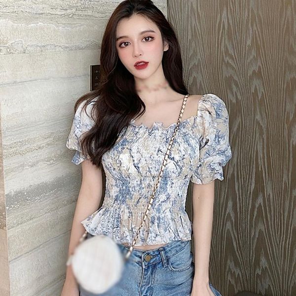 women's blouses & shirts summer women floral square collar blouse puff sleeve chiffon shirt female short-sleeved, White
women's blouses & shirts summer women floral square collar blouse puff sleeve chiffon shirt female short-sleeved, White