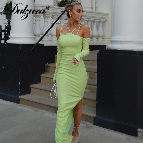 2021 autumn winter women solid long sleeve off shoulder strap ribbed midi dress slit bodycon party elegant club, Black;gray
2021 autumn winter women solid long sleeve off shoulder strap ribbed midi dress slit bodycon party elegant club, Black;gray