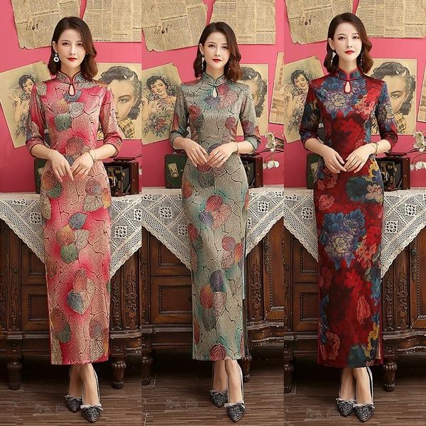 women elegant mandarin collar long cheongsam plus size -4xl leaf print classic chinese dress slim 3/4 sleeve qipao ethnic clothing, Red
women elegant mandarin collar long cheongsam plus size -4xl leaf print classic chinese dress slim 3/4 sleeve qipao ethnic clothing, Red