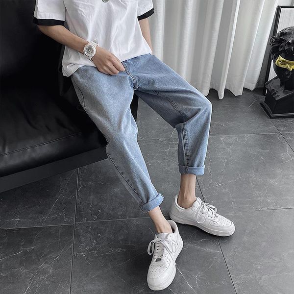 men's jeans style 2021 fashion denim trousers men summer self-cultivation feet pants korean trendy wild straight thin, Blue
men's jeans style 2021 fashion denim trousers men summer self-cultivation feet pants korean trendy wild straight thin, Blue