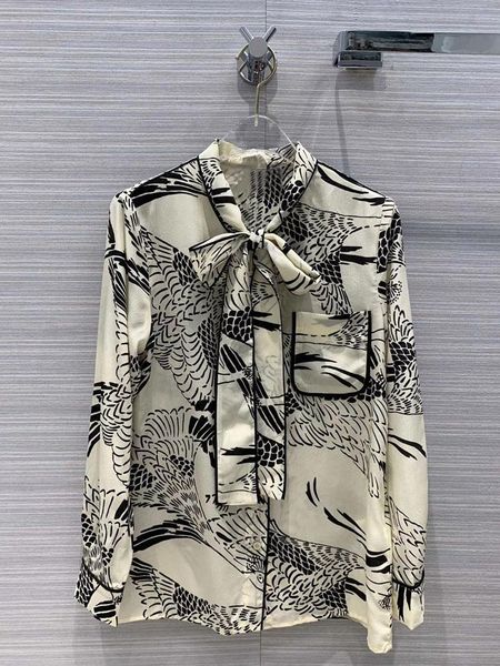 fashion style silk office lady crop women with print birds blouse and bow for elegent women's blouses & shirts, White
fashion style silk office lady crop women with print birds blouse and bow for elegent women's blouses & shirts, White