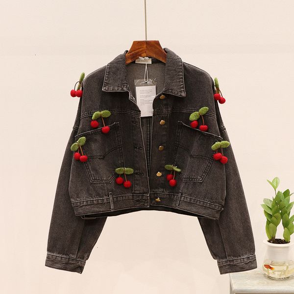 women's jackets black short jacket women spring loose bat sleeve cherry decoration jean chic streetwear stretch denim coat 32 gixv, Black;brown
women's jackets black short jacket women spring loose bat sleeve cherry decoration jean chic streetwear stretch denim coat 32 gixv, Black;brown