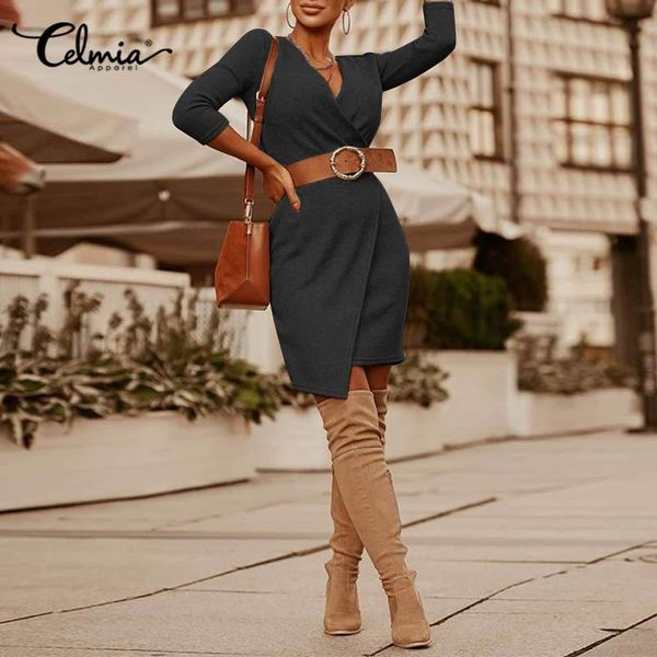 casual dresses women 2021 fall fashion mini celmia asymmetrical hem v-neck bodycon sundress elegant plus size vestidos femininas, Black;gray
casual dresses women 2021 fall fashion mini celmia asymmetrical hem v-neck bodycon sundress elegant plus size vestidos femininas, Black;gray