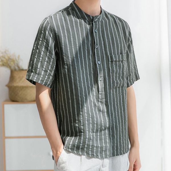 striped village shirt men's casual short-sleeved summer three-quarter sleeve cotton linen clothing shirts, White;black
striped village shirt men's casual short-sleeved summer three-quarter sleeve cotton linen clothing shirts, White;black