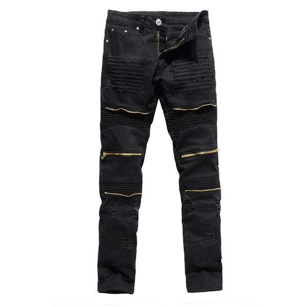 men's jeans skinny black high street style men pleated zipper denim long cotton elastic slim, Blue
men's jeans skinny black high street style men pleated zipper denim long cotton elastic slim, Blue