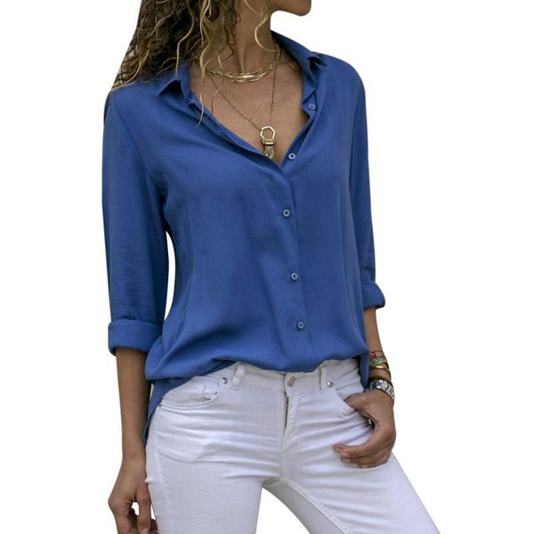 women's blouses & shirts women 2021 autumn elegant long sleeve solid v-neck chiffon blouse female work wear plus size, White
women's blouses & shirts women 2021 autumn elegant long sleeve solid v-neck chiffon blouse female work wear plus size, White