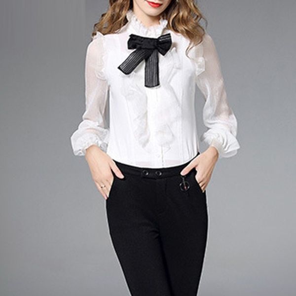 women's jackets jackets spring summer fashion work office shirt ladies ruffled collar see through sleeve blouse femal kb3d, Black;brown
women's jackets jackets spring summer fashion work office shirt ladies ruffled collar see through sleeve blouse femal kb3d, Black;brown