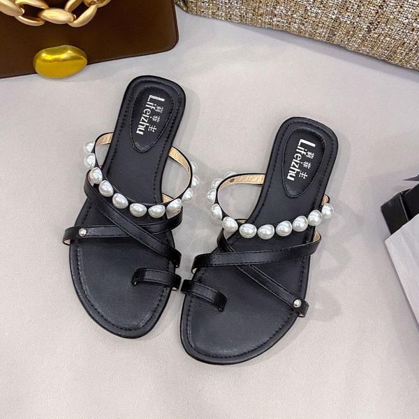 slippers outside string bead flip flops women flat summer beach shoes woman sandalias mujer pearl clip toe slides big size 42/43, Black
slippers outside string bead flip flops women flat summer beach shoes woman sandalias mujer pearl clip toe slides big size 42/43, Black