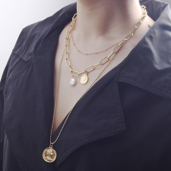 chains vintage women bohemia necklaces multi-layered beaded chain chokers gold coin pearl pendant charm jewelry birthday gifts for lady, Silver
chains vintage women bohemia necklaces multi-layered beaded chain chokers gold coin pearl pendant charm jewelry birthday gifts for lady, Silver