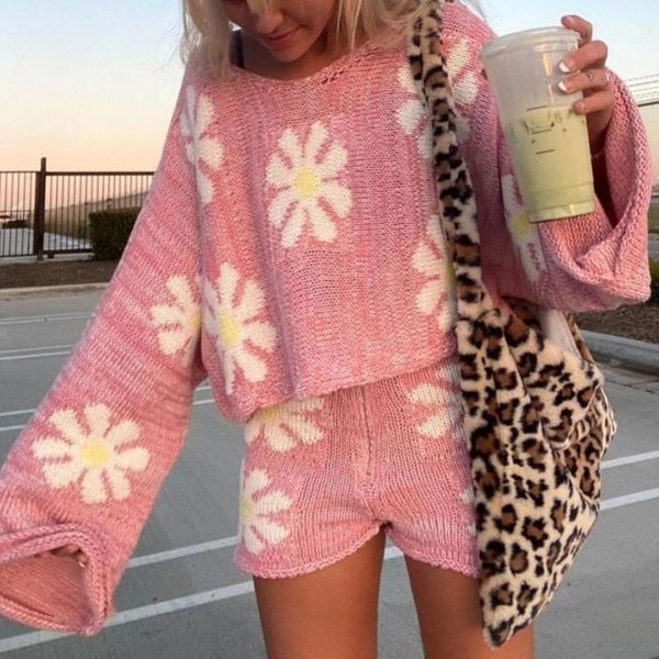 women's tracksuits autumn knitted suit womens long sleeve off shoulder floral knit pullover zippered shorts soft sweet loose 2pcs shor, Gray
women's tracksuits autumn knitted suit womens long sleeve off shoulder floral knit pullover zippered shorts soft sweet loose 2pcs shor, Gray