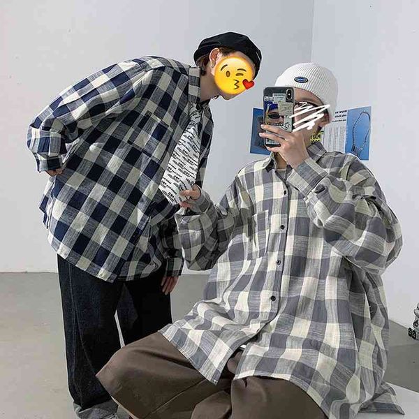 men's casual shirts autumn cotton plaid fashion hit color retro mens streetwear wild loose korean long-sleeved men mr8f, White;black
men's casual shirts autumn cotton plaid fashion hit color retro mens streetwear wild loose korean long-sleeved men mr8f, White;black