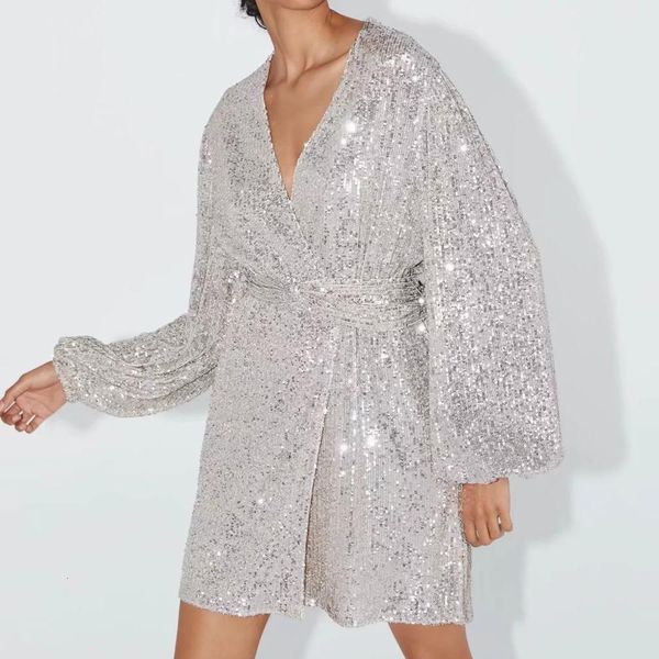 dresses za women white sliver sequin sashes v-neck chic ladies slim elegant mini club evening party woman es, Black;gray
dresses za women white sliver sequin sashes v-neck chic ladies slim elegant mini club evening party woman es, Black;gray