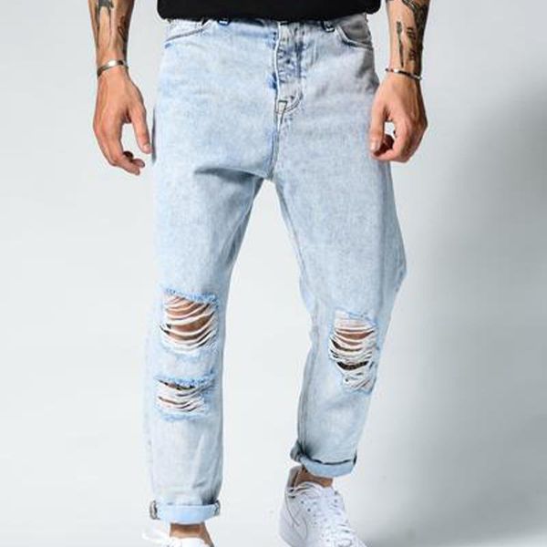 men's jeans men skinny hole jean slim-fit pencil trousers fashion street riding locomotive ripped party work mens denim clothing, Blue
men's jeans men skinny hole jean slim-fit pencil trousers fashion street riding locomotive ripped party work mens denim clothing, Blue