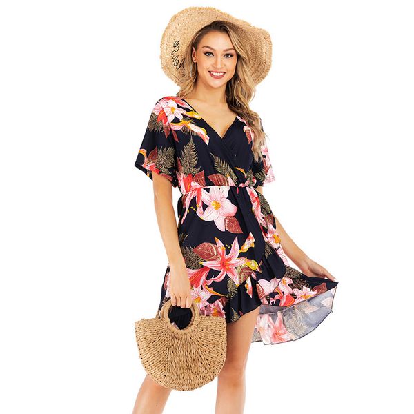 charming dresses 2021 fashion casual flower print v-ne short sleeve summer skirt, Black;gray
charming dresses 2021 fashion casual flower print v-ne short sleeve summer skirt, Black;gray