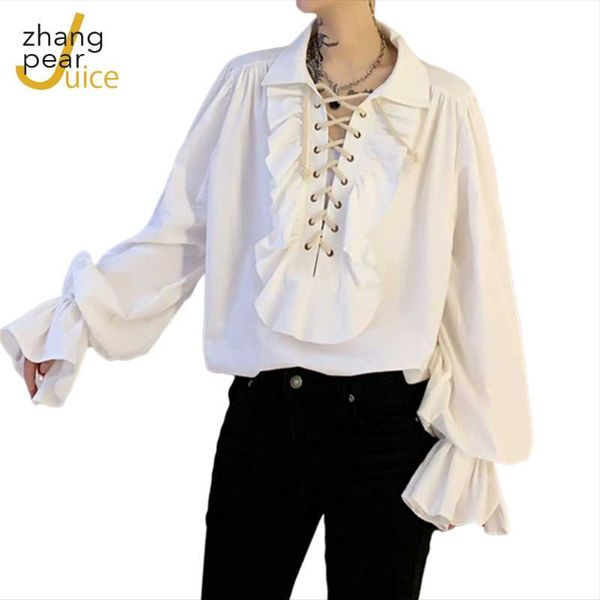 vintage gothic shirt men spring autumn wear bandage long sleeve man loose blouse solid male men's casual shirts, White;black
vintage gothic shirt men spring autumn wear bandage long sleeve man loose blouse solid male men's casual shirts, White;black