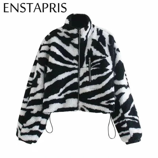 women's fur & faux zebra stripe print coat women winter 2021 fashion long sleeve short lamb wool outwear thick warm jacket, Black
women's fur & faux zebra stripe print coat women winter 2021 fashion long sleeve short lamb wool outwear thick warm jacket, Black