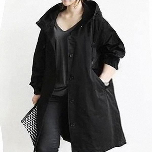 women's plus size trench coat classic oversized hooded windbreaker rain jacket loose spring fall cloak z74j#, Black
women's plus size trench coat classic oversized hooded windbreaker rain jacket loose spring fall cloak z74j#, Black