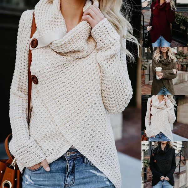 women's sweaters women turtleneck sweater autumn causal loose buttons knitted female pullover fashion irregular solid plus size jumper, White;black
women's sweaters women turtleneck sweater autumn causal loose buttons knitted female pullover fashion irregular solid plus size jumper, White;black
