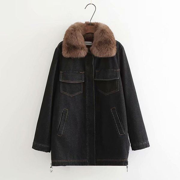 women's jackets tzn994-140 european and american style lady's real big hair collar loose casual cotton jean coat, Black;brown
women's jackets tzn994-140 european and american style lady's real big hair collar loose casual cotton jean coat, Black;brown