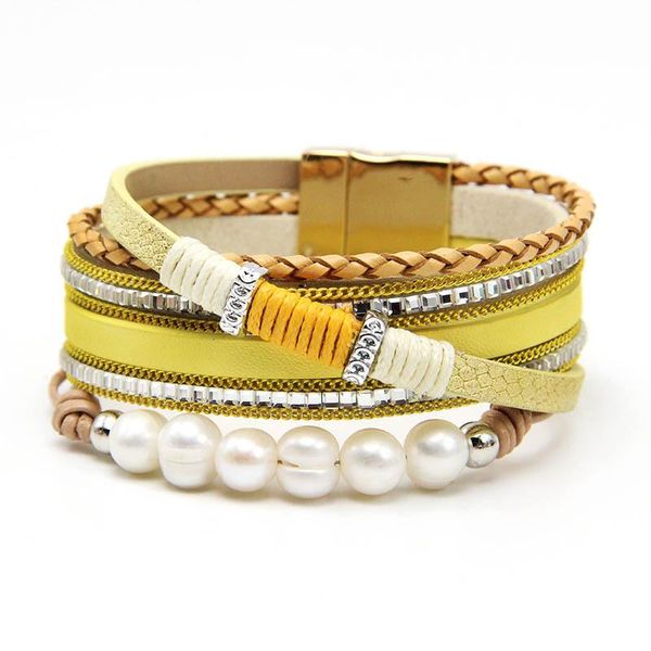 charm bracelets 6 colors fashion leather bracelet for women alloy magnetic buckle pearl multilayer wrap bangle jewelry pulseras, Golden;silver
charm bracelets 6 colors fashion leather bracelet for women alloy magnetic buckle pearl multilayer wrap bangle jewelry pulseras, Golden;silver