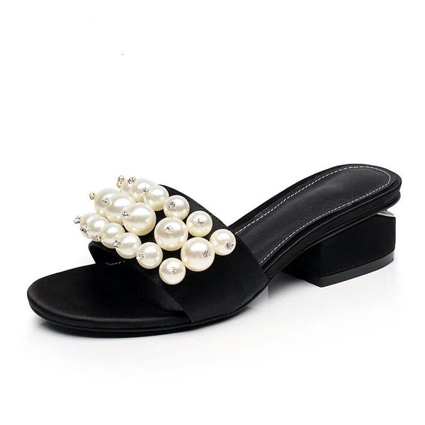 slippers summer pearl shoes woman open toe slides chunky heel outside indoor women block sandals dress beach, Black
slippers summer pearl shoes woman open toe slides chunky heel outside indoor women block sandals dress beach, Black