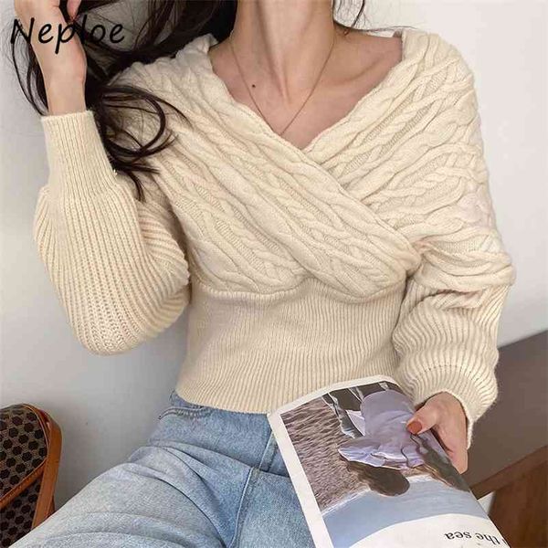 chic criss-crooss pullovers autumn winter v-neck twist patchwork sweater women loose all-match batwing sleeve femme 210422, White;black
chic criss-crooss pullovers autumn winter v-neck twist patchwork sweater women loose all-match batwing sleeve femme 210422, White;black