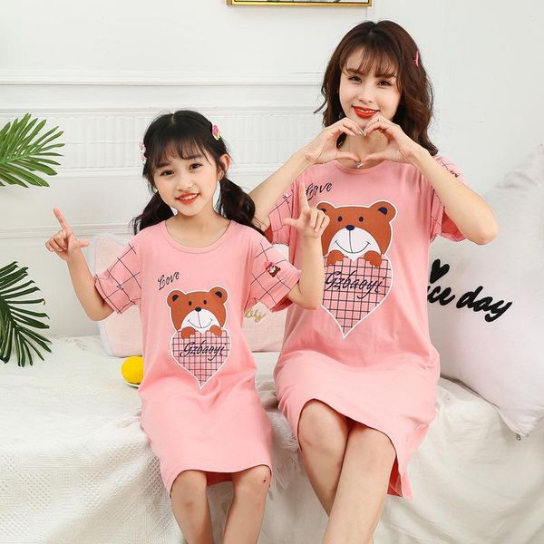 children's parent-child cotton cartoon midi skirt print cool and breathable dress, Blue
children's parent-child cotton cartoon midi skirt print cool and breathable dress, Blue