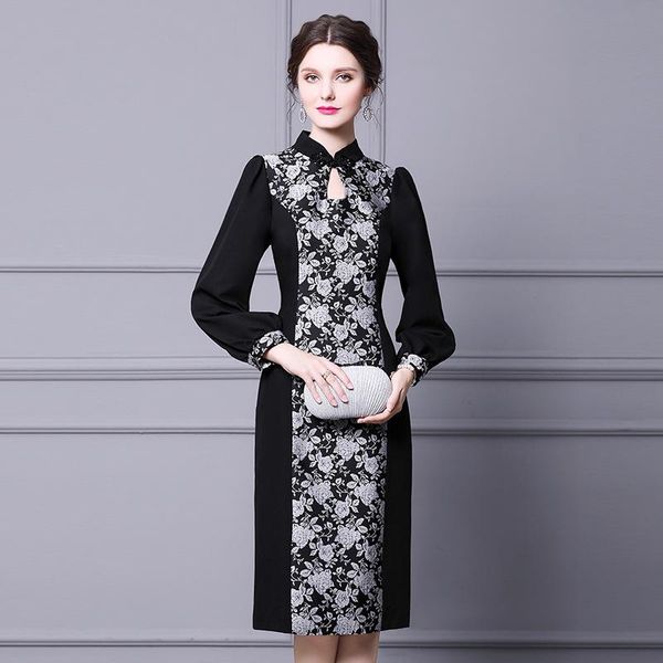 cheongsam dress the autumn and winter draw back thin long sleeve buttocks casual dresses, Black;gray
cheongsam dress the autumn and winter draw back thin long sleeve buttocks casual dresses, Black;gray