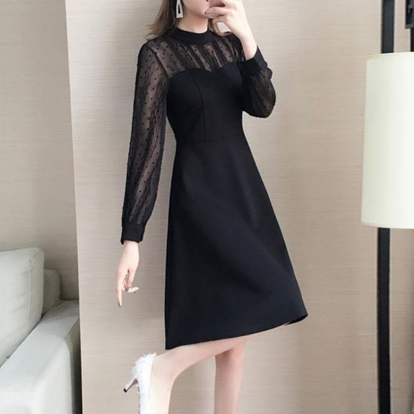casual dresses women 2021 spring summer elegant mesh patchwork long sleeve dress slim a-line female vestidos plus size 4xl t419, Black;gray
casual dresses women 2021 spring summer elegant mesh patchwork long sleeve dress slim a-line female vestidos plus size 4xl t419, Black;gray