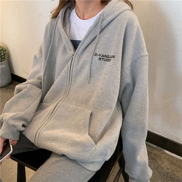women's hooded jacket autumn korean chic personality letters harajuku plus velvet thick loose fashion casual women 210608, Black;brown
women's hooded jacket autumn korean chic personality letters harajuku plus velvet thick loose fashion casual women 210608, Black;brown