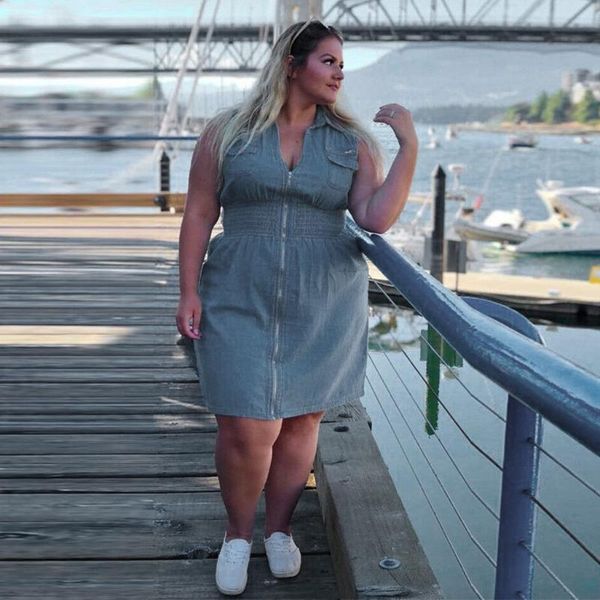 casual dresses plus size womens summer sleeveless zip up denim dress mini jeans, Black;gray
casual dresses plus size womens summer sleeveless zip up denim dress mini jeans, Black;gray