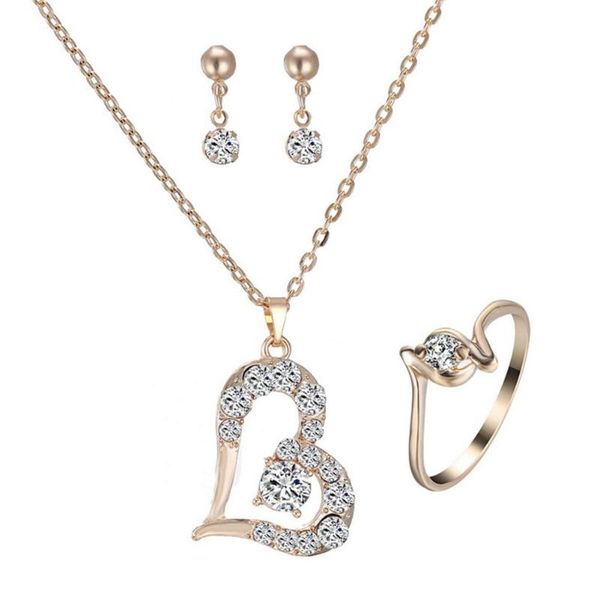 earrings & necklace luxury love heart pendant rhinestone ring women jewelry set, Silver
earrings & necklace luxury love heart pendant rhinestone ring women jewelry set, Silver