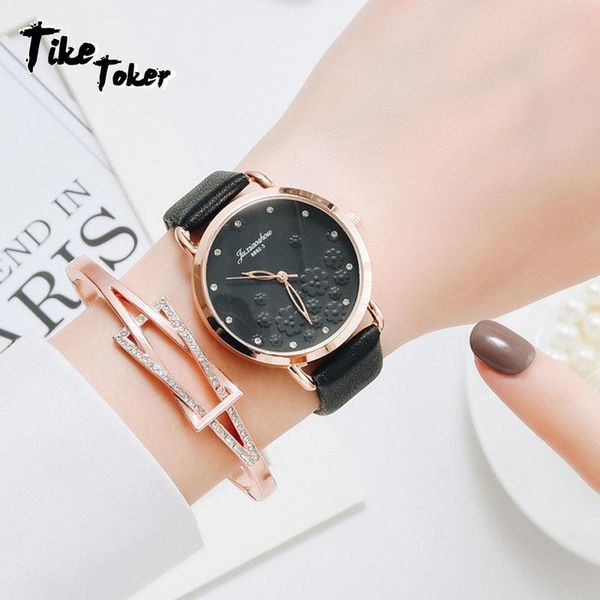 wristwatches tike toker women luxury leather analog ladies quartz wrist watch style fashion bracelet set, Slivery;brown
wristwatches tike toker women luxury leather analog ladies quartz wrist watch style fashion bracelet set, Slivery;brown