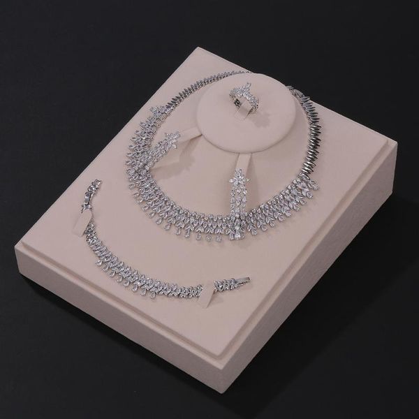 earrings & necklace classical fashion white cz zirconia leaf earring 4pc set for women luxury bridal weddings jewelry bijoux femme, Silver
earrings & necklace classical fashion white cz zirconia leaf earring 4pc set for women luxury bridal weddings jewelry bijoux femme, Silver