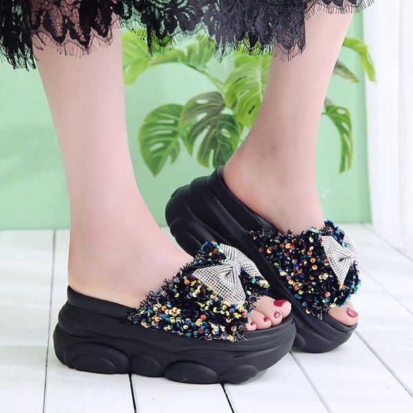 slippers women bling slip on korean platform wedges shoes ladies summer flip flops rhinestone beach slides, Black
slippers women bling slip on korean platform wedges shoes ladies summer flip flops rhinestone beach slides, Black