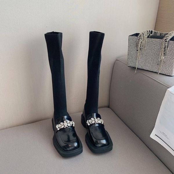 boots women's 2021 korean version of spring and autumn square toe thick heel socks, Black
boots women's 2021 korean version of spring and autumn square toe thick heel socks, Black