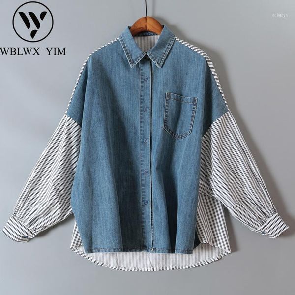 spring women patchwork shirt fashion denim splice long sleeve womens and blouses shirts loose blouse1, White
spring women patchwork shirt fashion denim splice long sleeve womens and blouses shirts loose blouse1, White