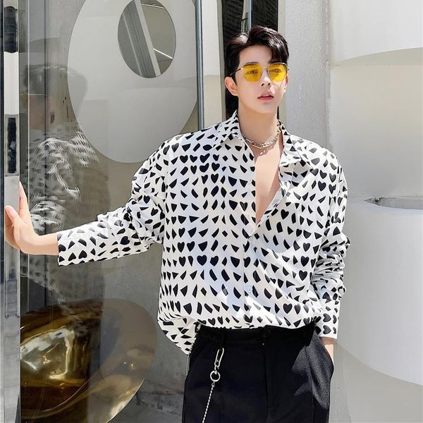 men's casual shirts mens fashion long sleeve loose printed shirt youth party dress c40, White;black
men's casual shirts mens fashion long sleeve loose printed shirt youth party dress c40, White;black