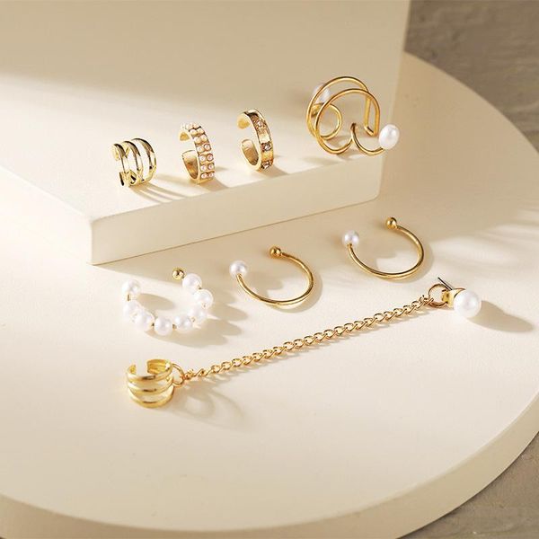 stud 8pcs/set fake piercing ear cuff charming gold c-shaped simulated pearl earrings long chain studs earcuff cartilage clips jewelry, Golden;silver
stud 8pcs/set fake piercing ear cuff charming gold c-shaped simulated pearl earrings long chain studs earcuff cartilage clips jewelry, Golden;silver